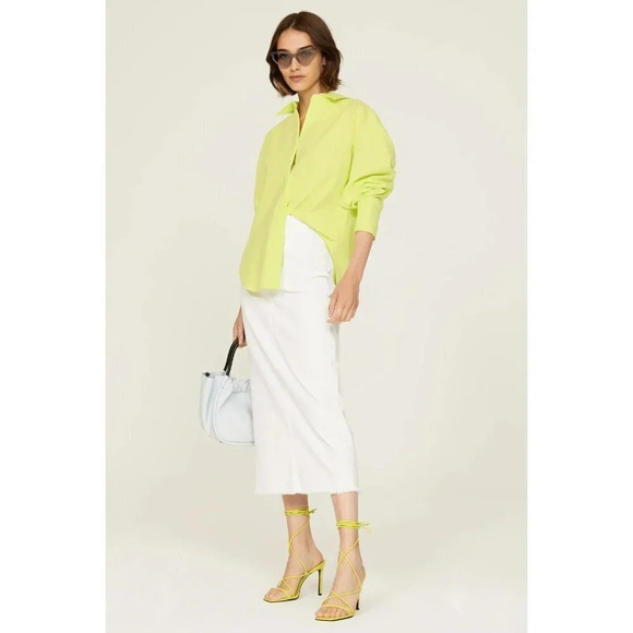 Good American Weekend Shirt in Green 00/0 XSmall Womens Button Down Blouse Top - Picture 12 of 15